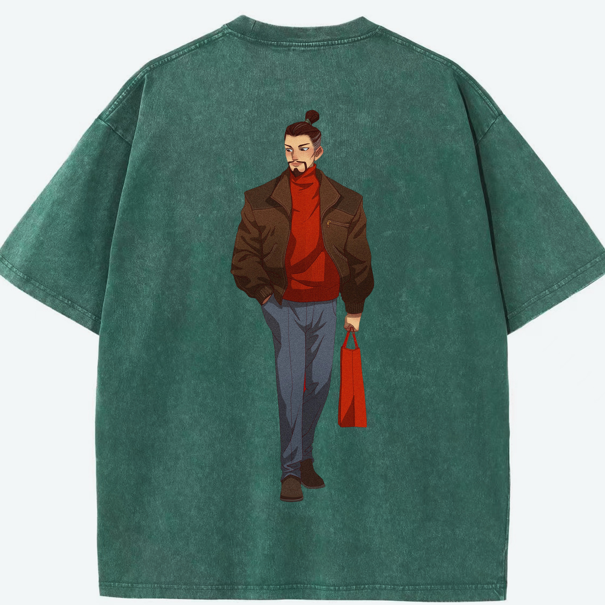 （画像用） Ne Zha 2 ナタ 魔童の大暴れ 綿100% ヴィンテージ風 半袖Tシャツ（背面プリント）